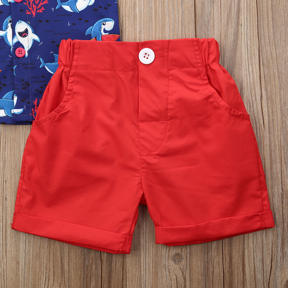 Cool Shark Red Shorts Set