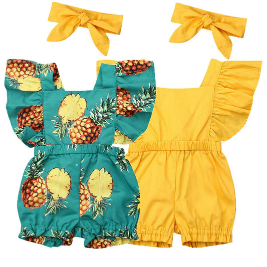 Casual Pineapple Romper Jumpsuit for Baby Girls - Perfect for Summer Outfits!