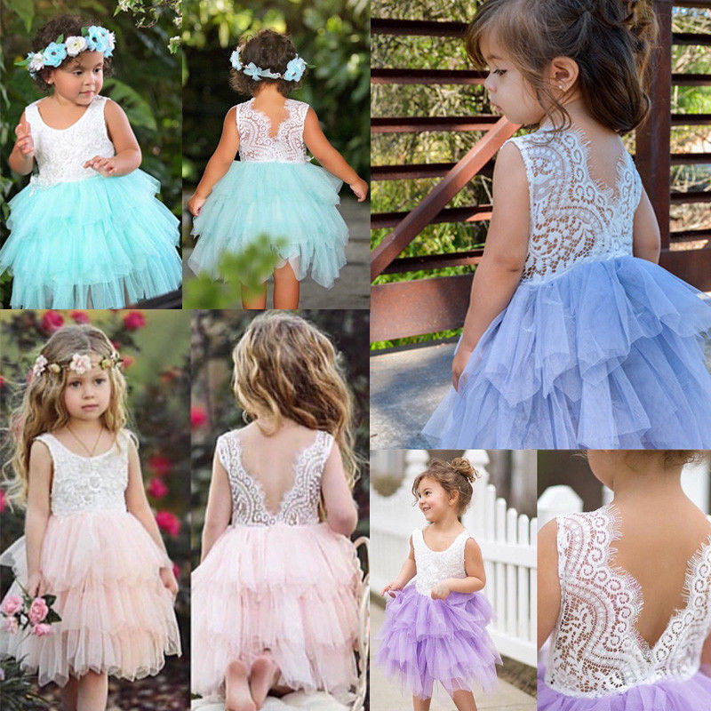 Girl Baby Girl Backless Lace Party Dress