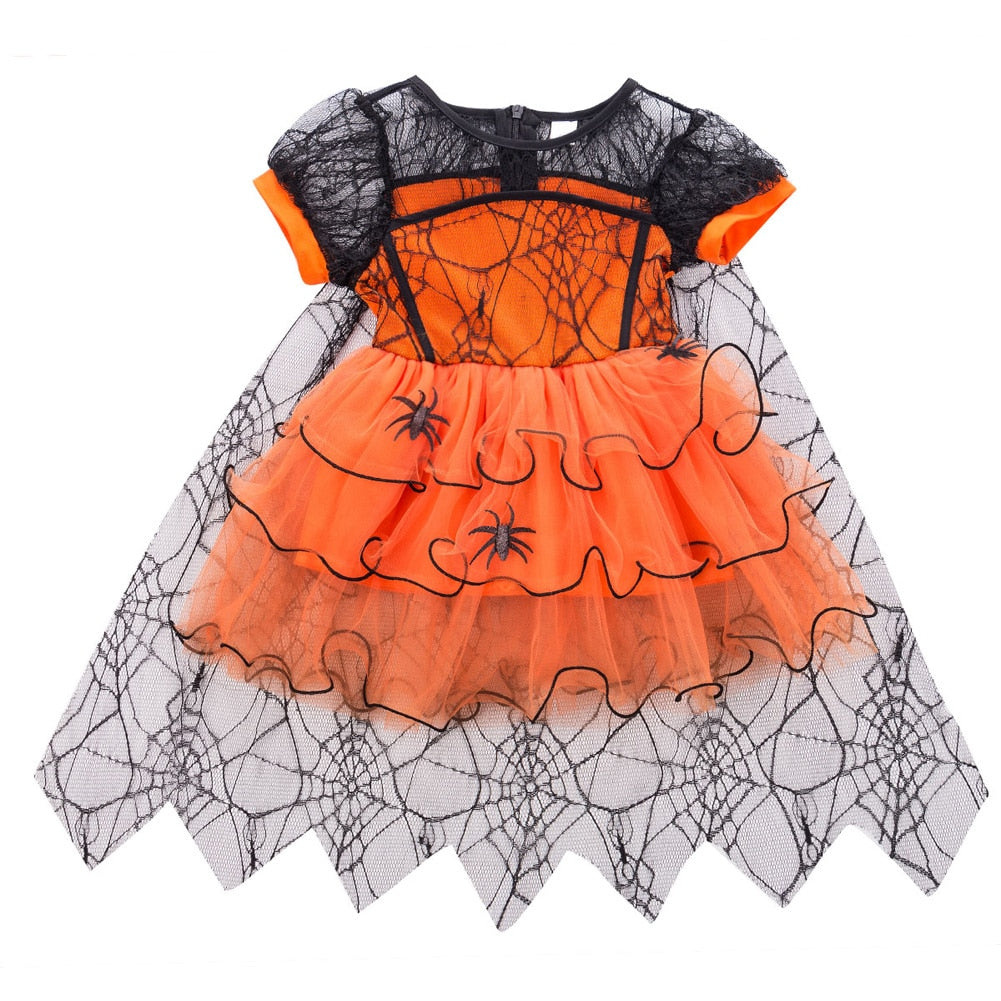 Girl Baby Girl Halloween Spider Web Party Dress