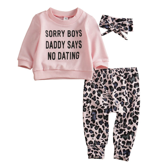 Baby Girl Letters T-shirt Leopard Pants Set