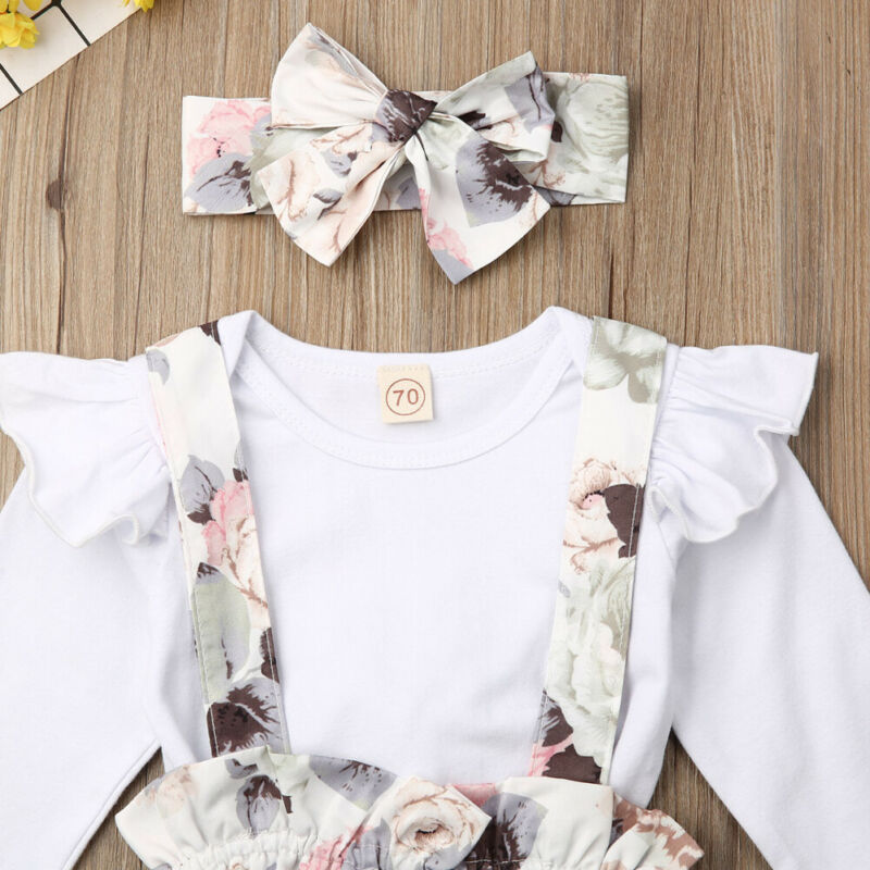 Baby Girl Long Sleeve Flower Shorts Set