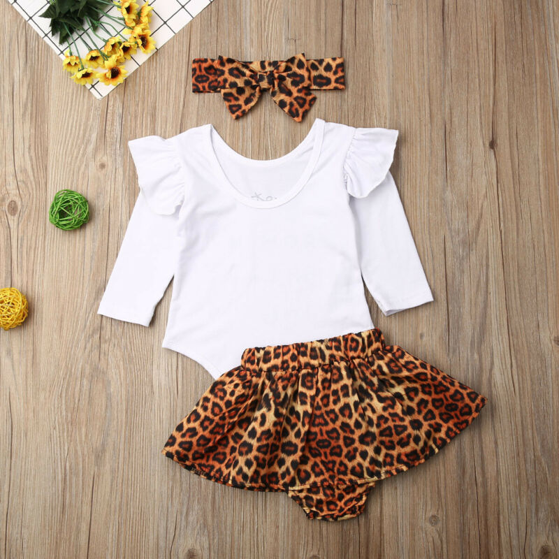 Baby Girl Ruffle Leopard Skirt Set