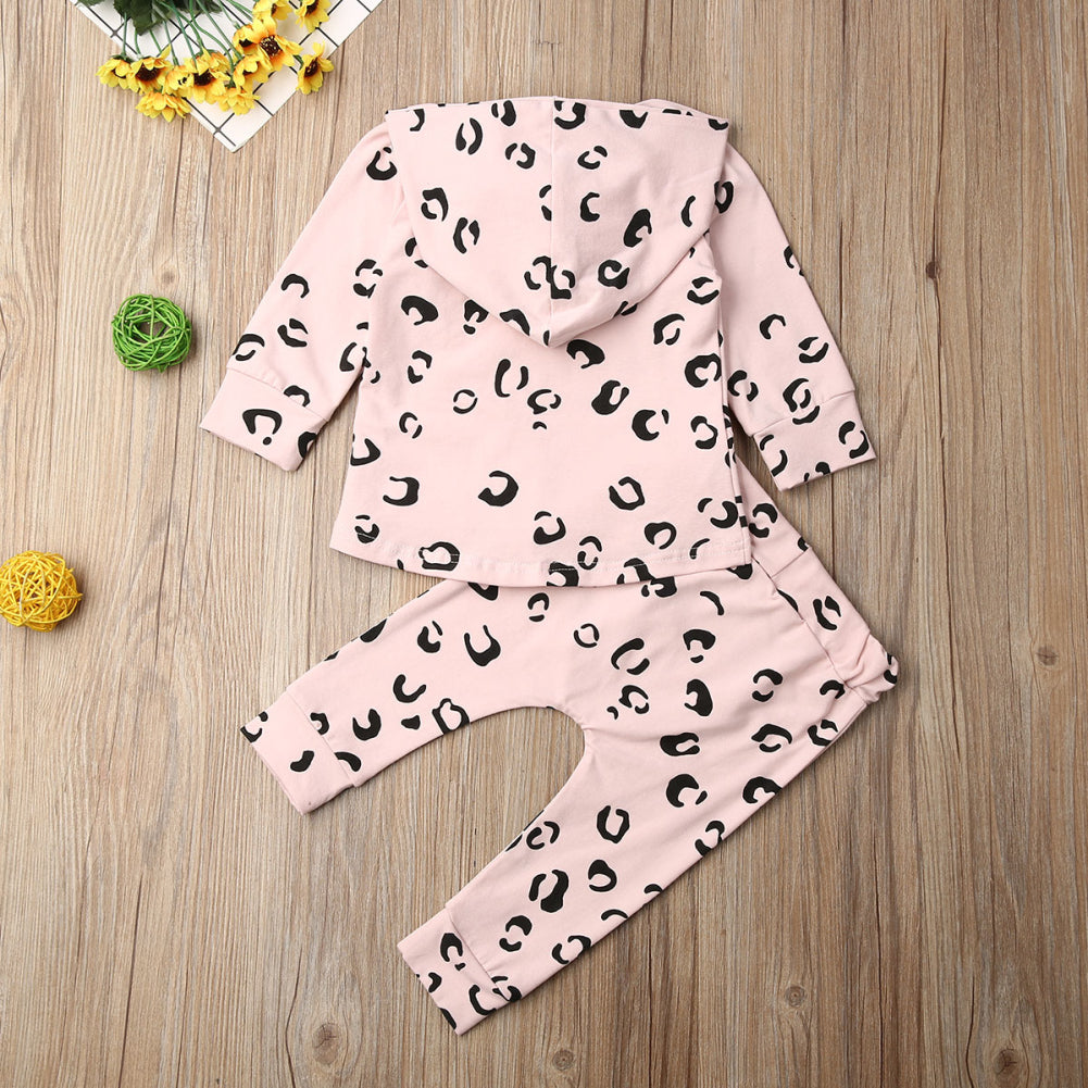 Baby Girl Leopard Print Hoodie Pants Set