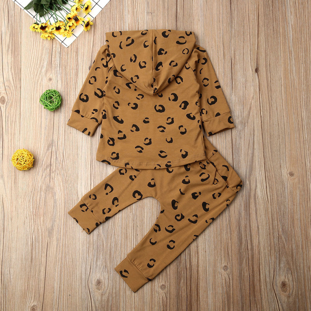 Baby Girl Leopard Print Hoodie Pants Set