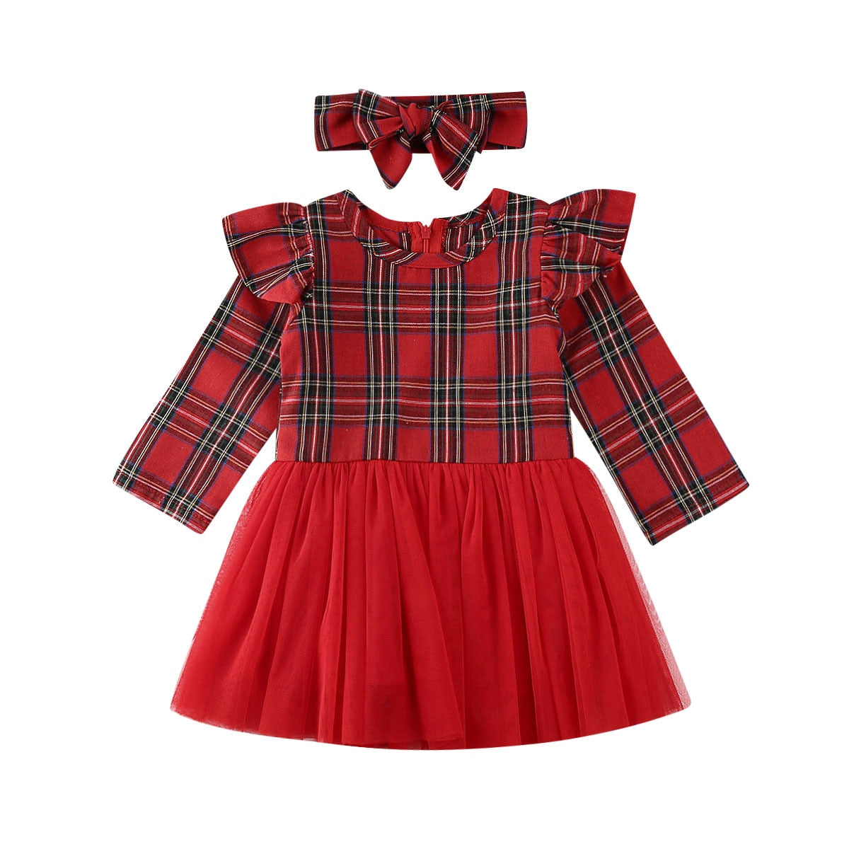 Girl Baby Girl Party Plaid Tulle Dress