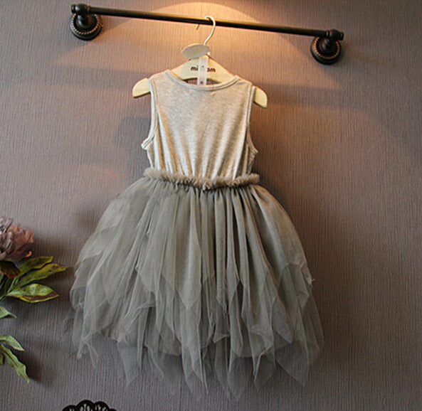 Cute Vintage Grey Sleeveless Tulle Party Dress