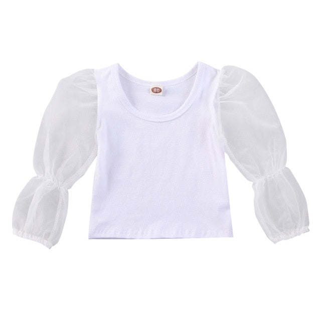 Girl Baby Girl Lace Puff Sleeve Top Blouse