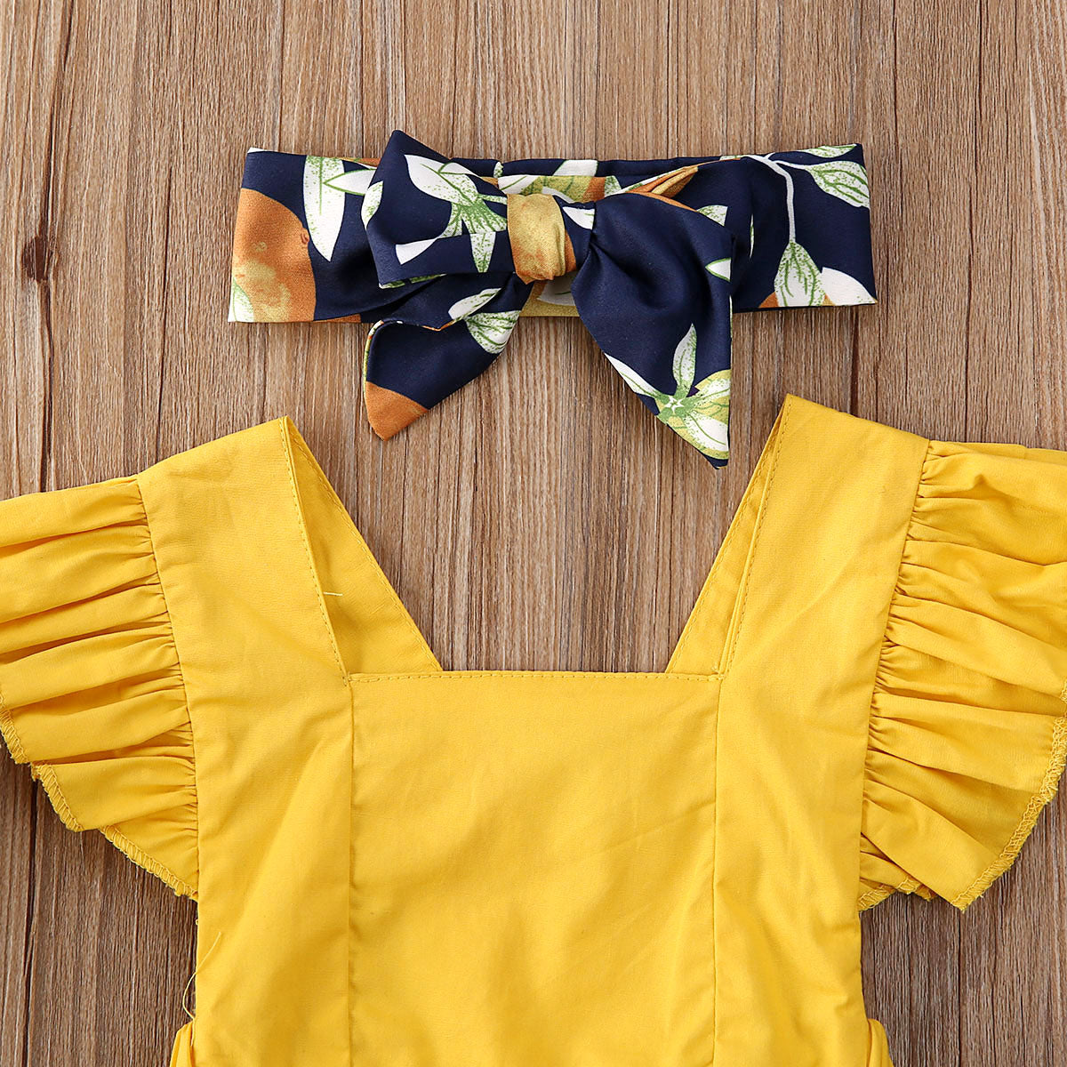 Summer Lemon Ruffle Bodysuit