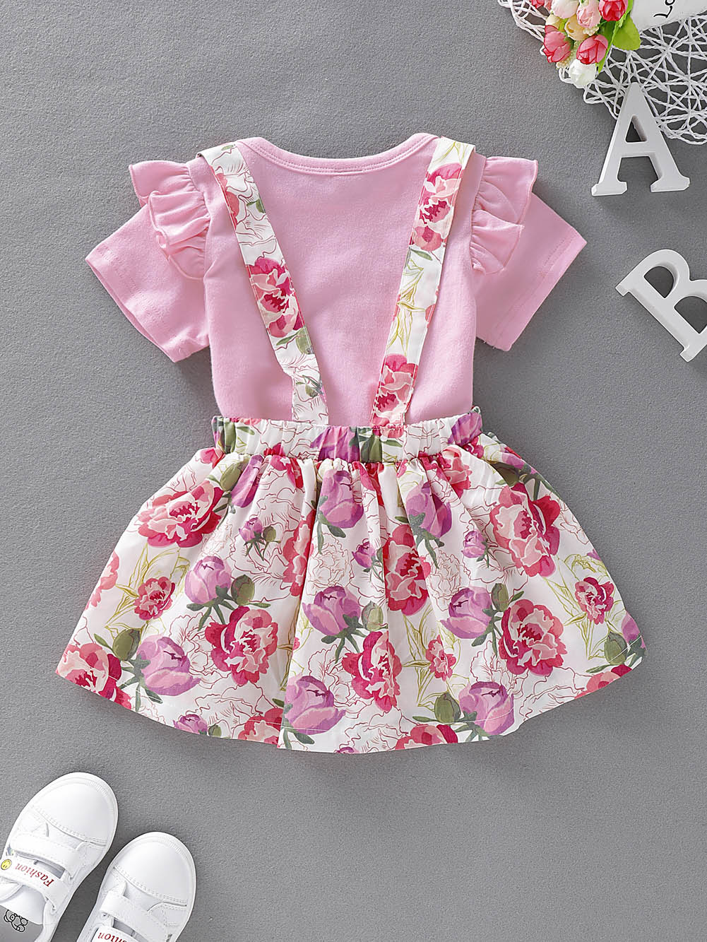 Lovely Pinky Flowers Party Dress Set