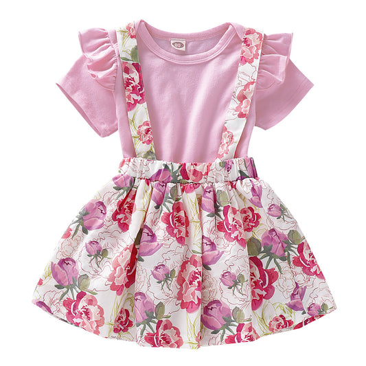 Lovely Pinky Flowers Party Dress Set