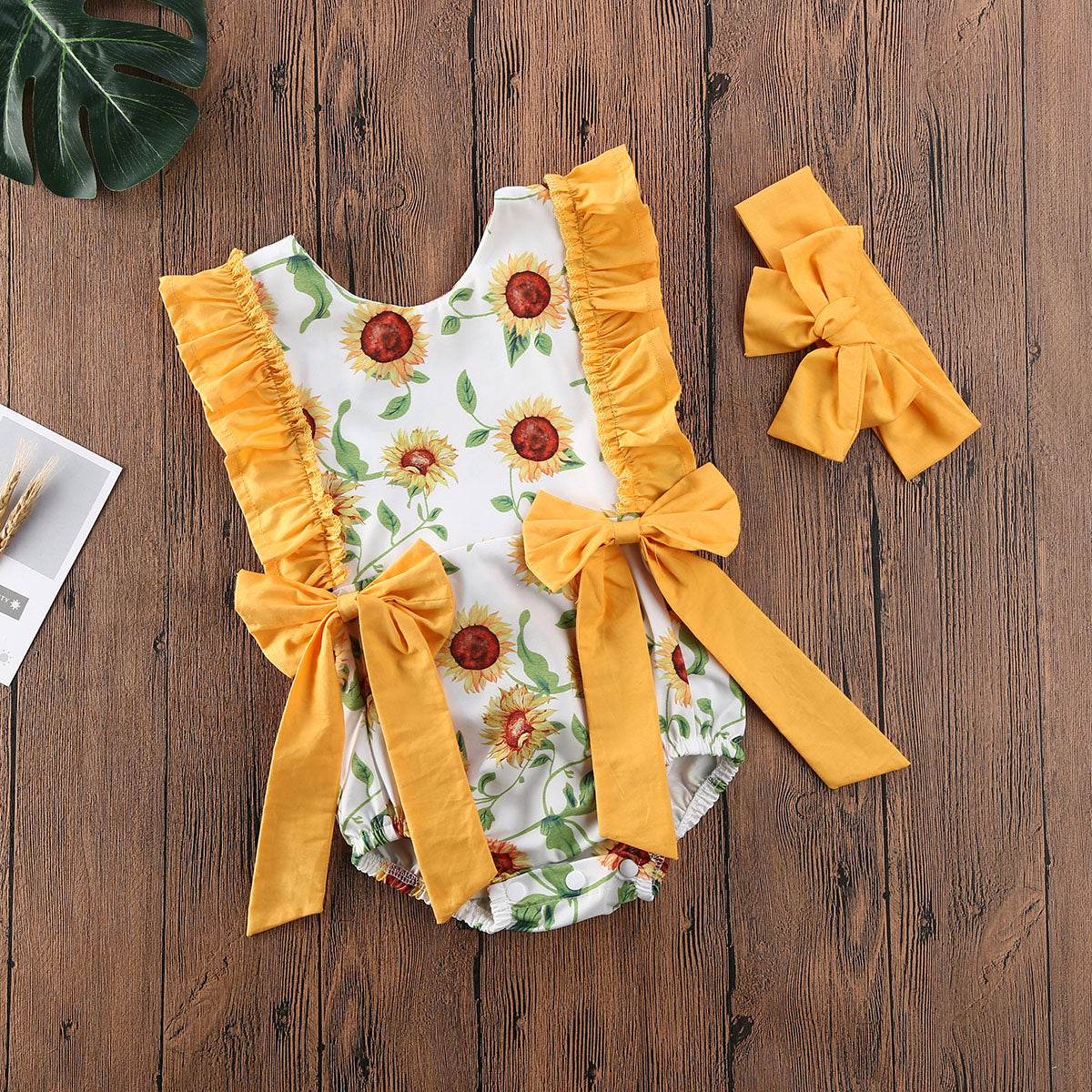 Cute Sunflower Bodysuit Set