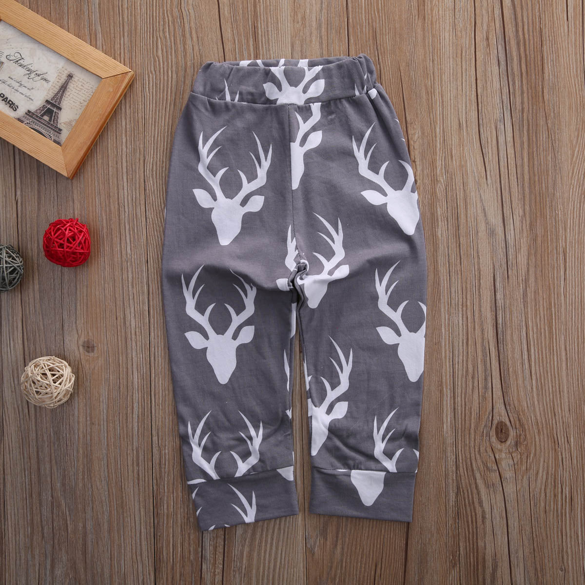 3pcs Reindeer and Letter Print Long-sleeve Baby Set
