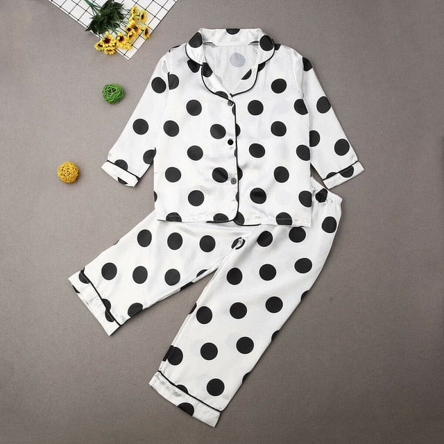 Bear Polka Dot Silk Pyjamas Set