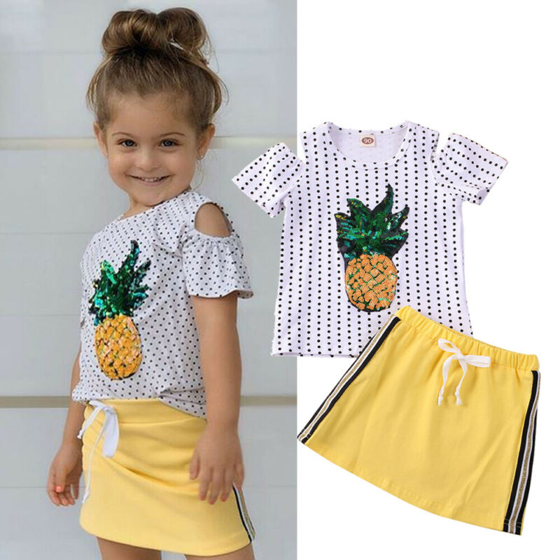 Sequin Pineapple Polka Dot Dress Set