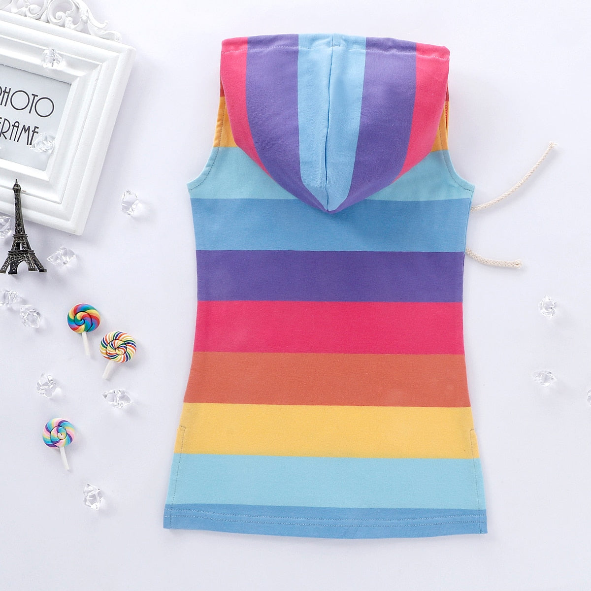 Rainbow Striped Dress Hoodie