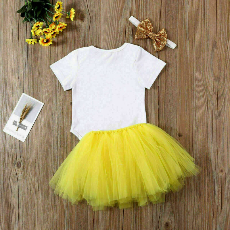 Baby Girl 1st Birthday Outfit with Tutu Dress and Bodysuit