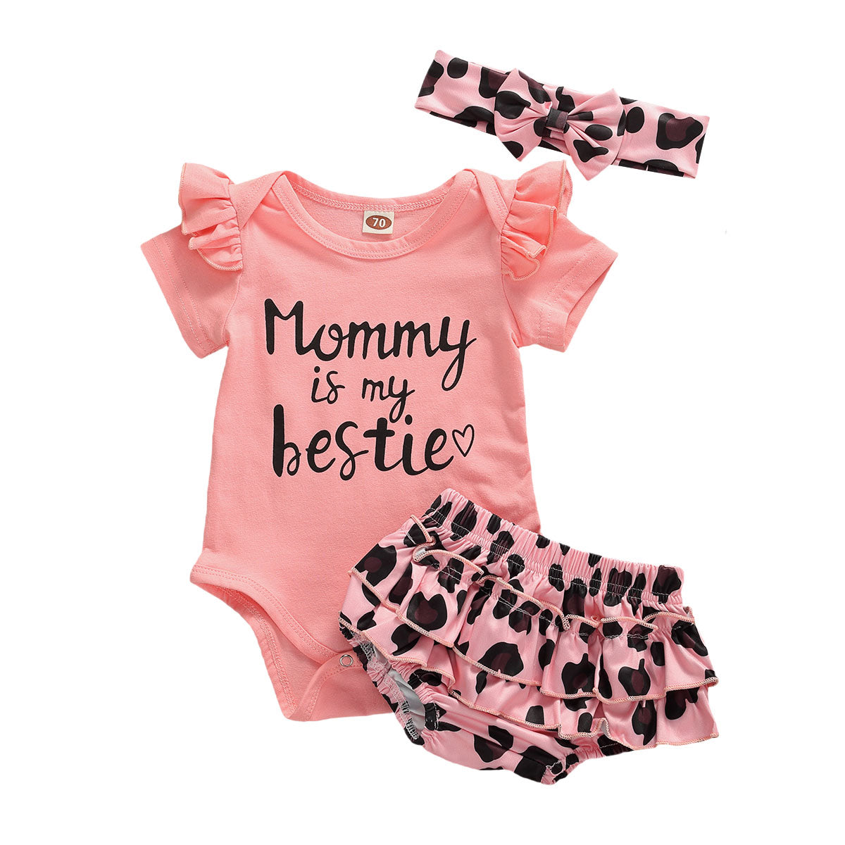 Lovely "Mommy is my bestie"  Romper Tutu Shorts Set