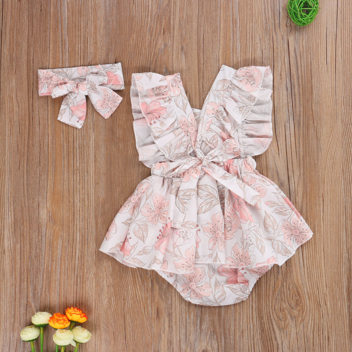 Baby Girls Floral Fly Sleeves Bodysuits