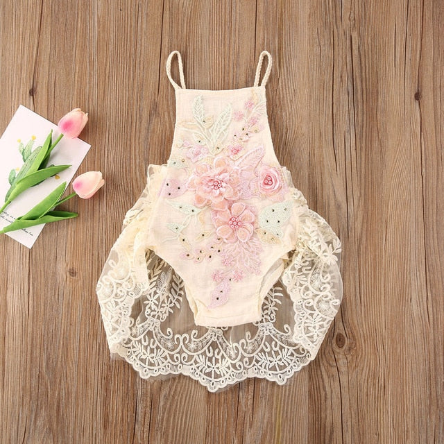 Baby Girls Lace Flowers Bodysuits Sister Matching Set