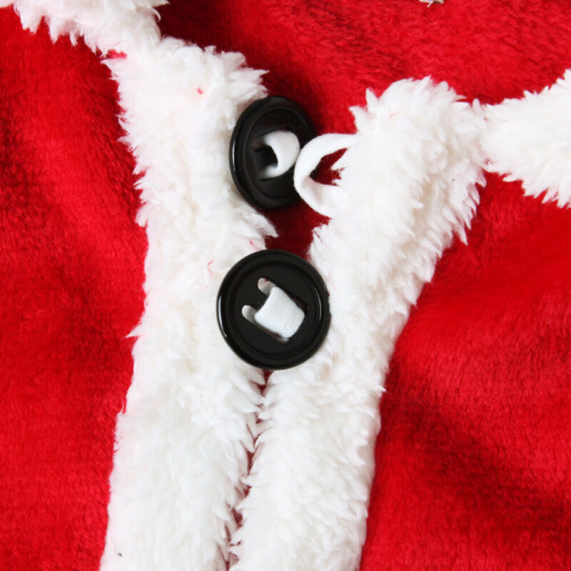 Toddler Girl Boy Christmas Santa Claus Fuzzy Costume Jacket Pants Hat Shoes Set