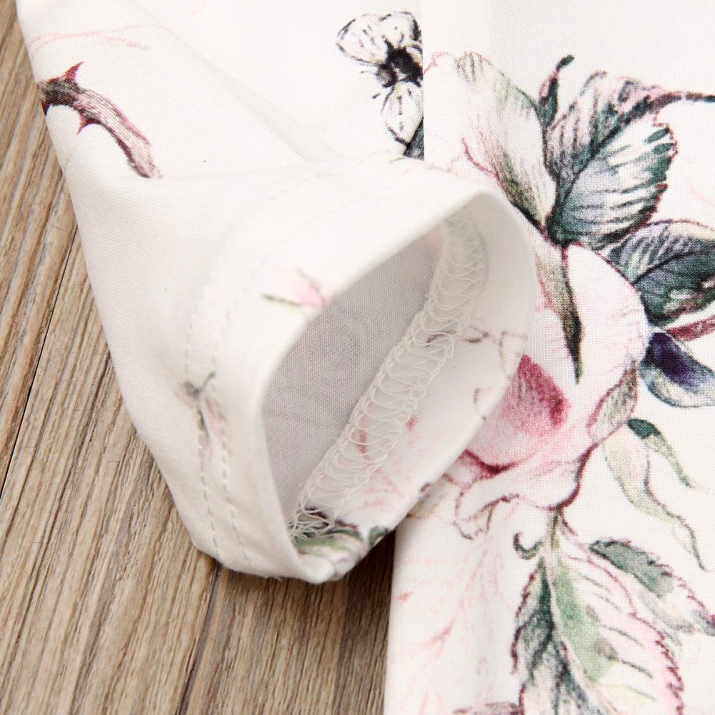 Baby Cotton Flower Print Ruffle Jumpsuit