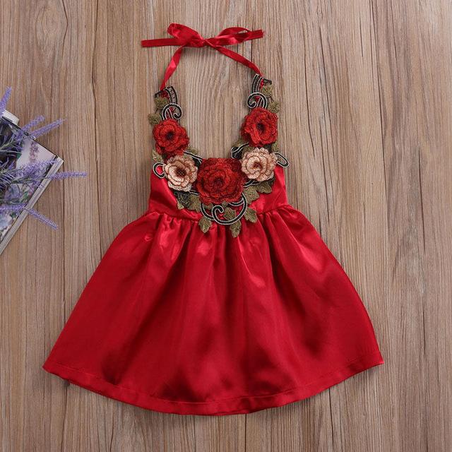Girl Baby Girl Dress Red Rose Party