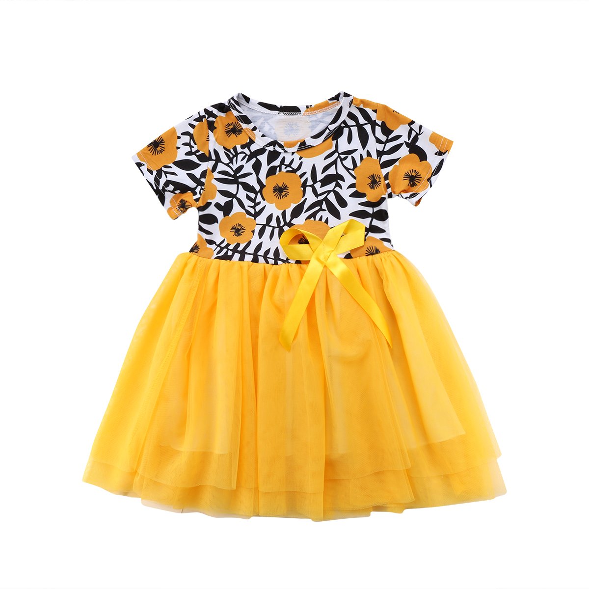 Girl Baby Girls Dress Yellow Flowers