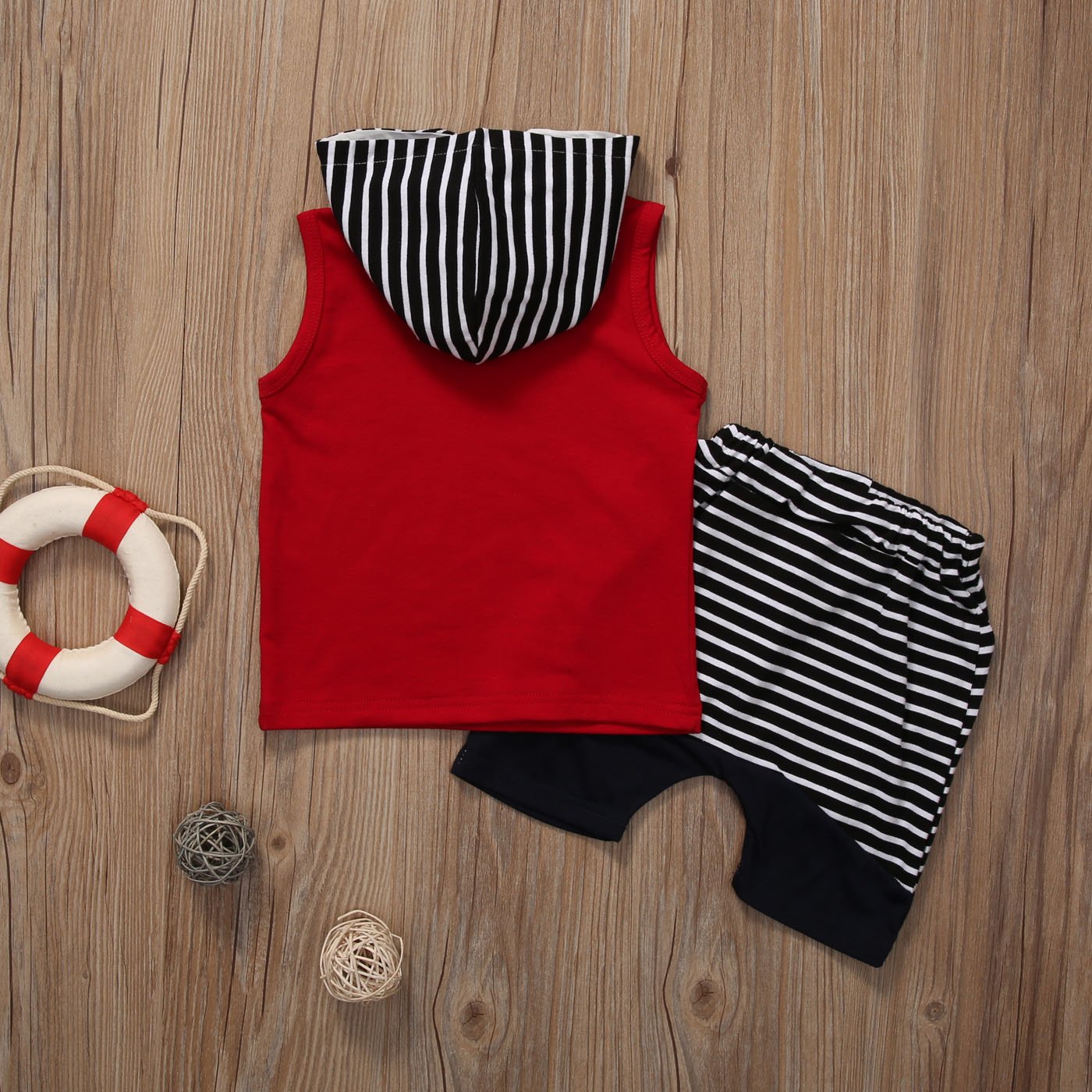 Kids Baby Girl Boy Set Striped And Red