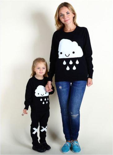 Matching Mother-Daughter Smiley Rainy Sweater
