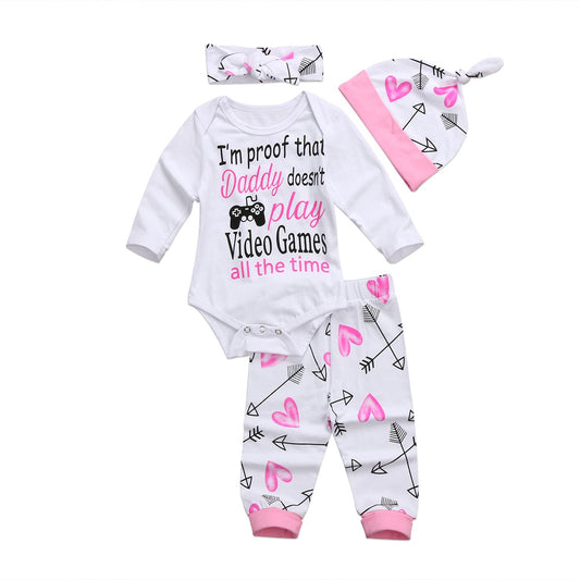 Happily Ever After: Newborn Baby Girl's Arrow Heart Clothes Set