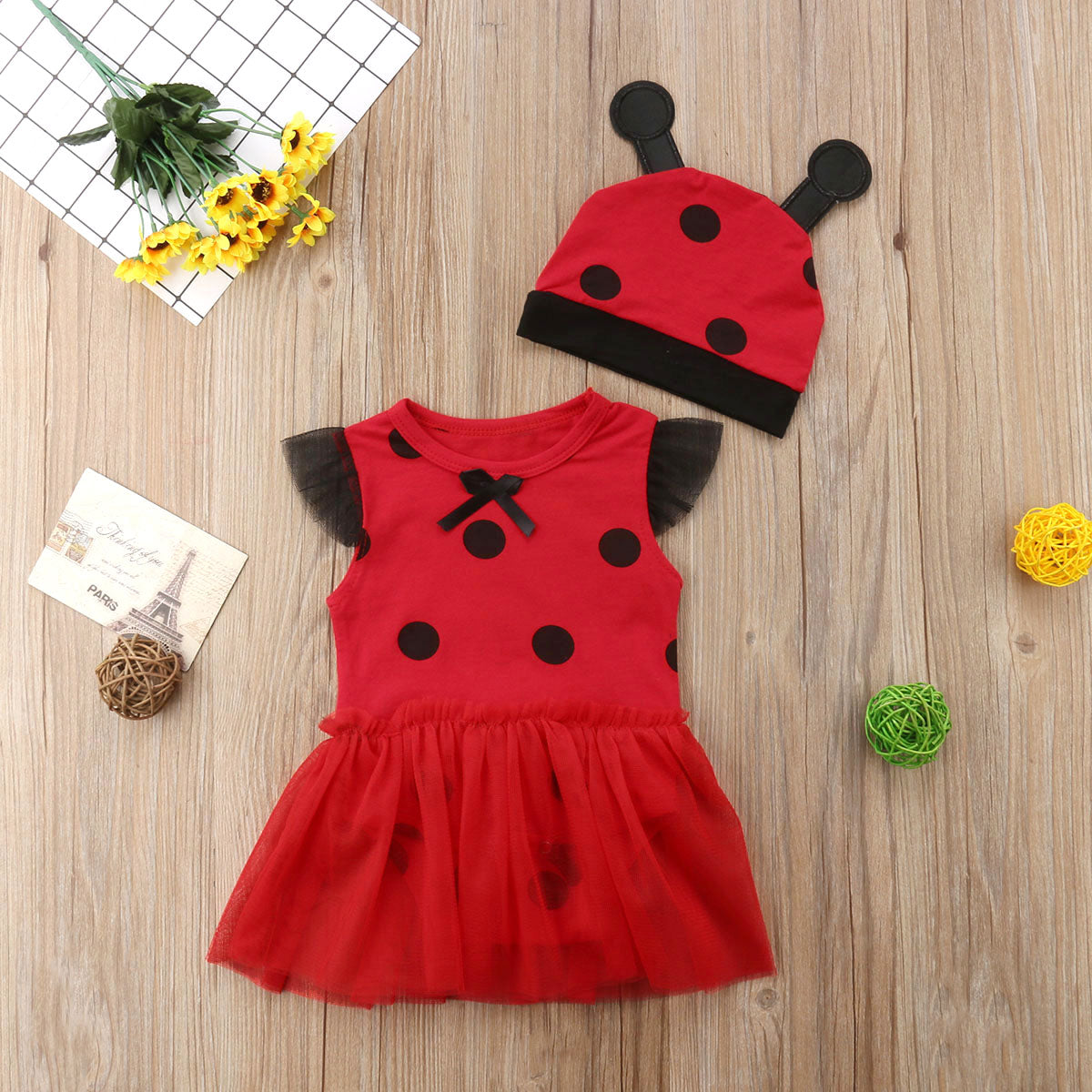 Baby Girl Ladybird Red Jumpsuit Dress Set