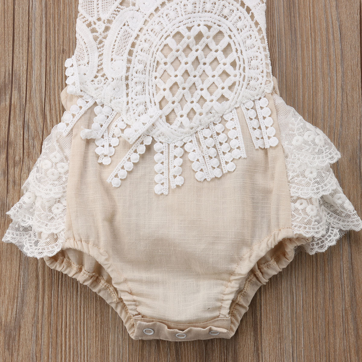 Girl Baby Girl Lace Neck Ruffle Jumpsuit
