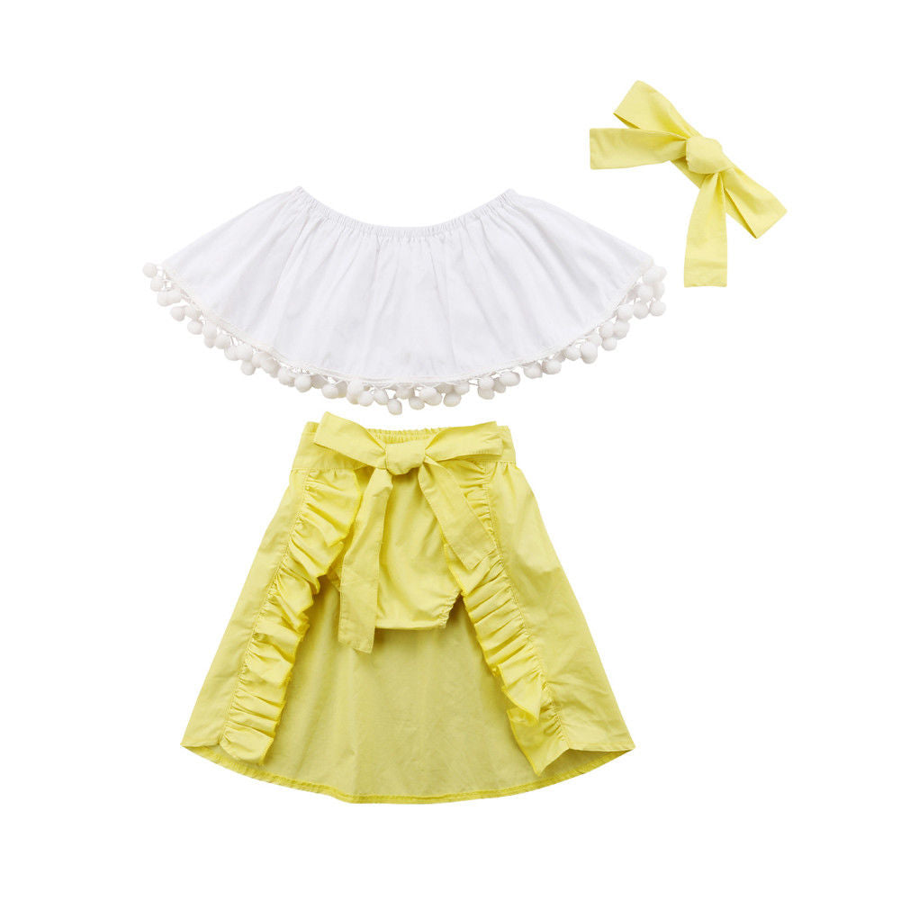 Girl Baby Girl White Tail Skirt Set