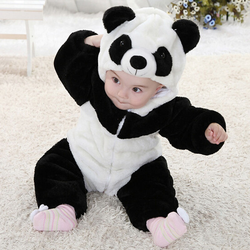 Kids Baby Girl Boy Warm Panda Romper