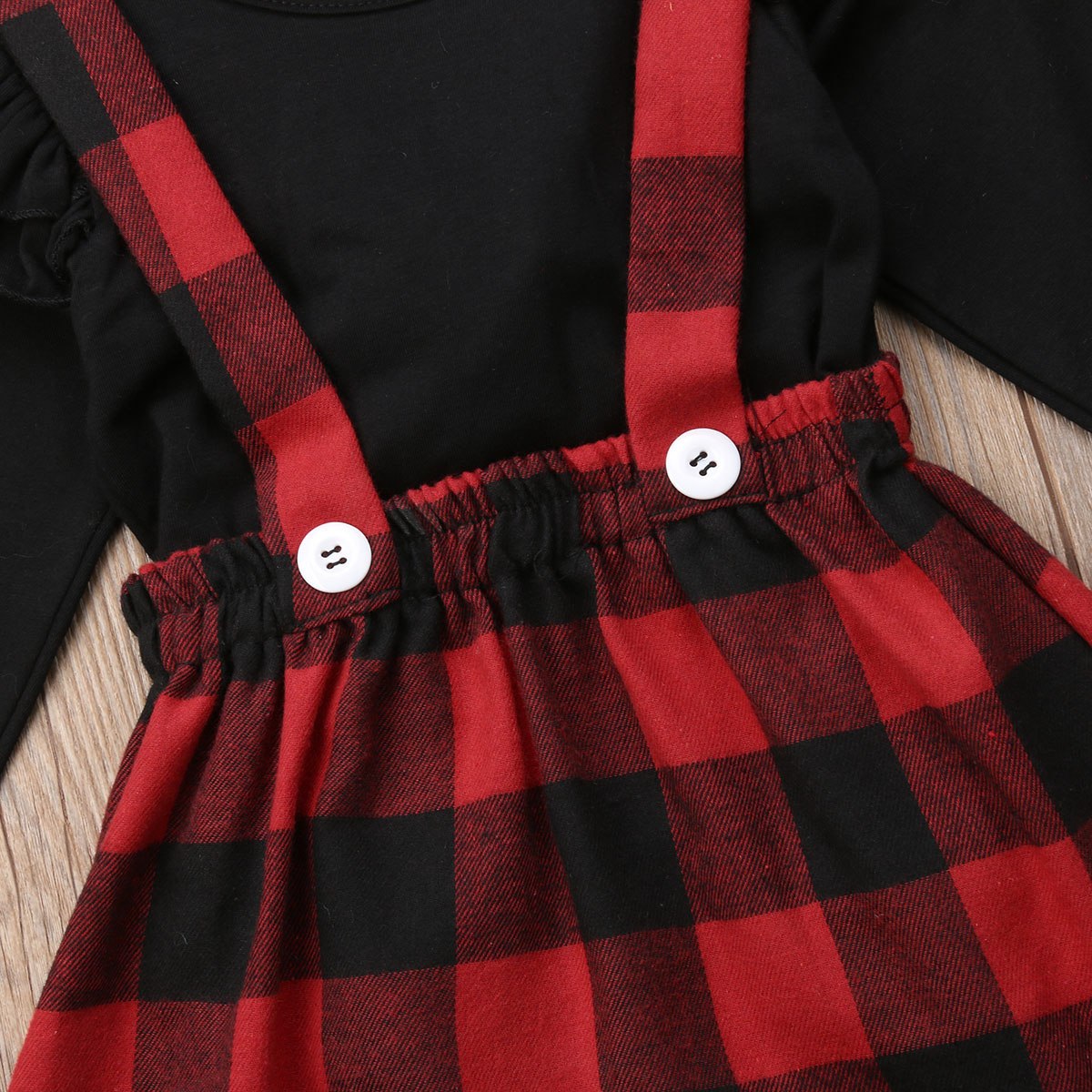 Girl Baby Girl Winter Black Red Skirt Set