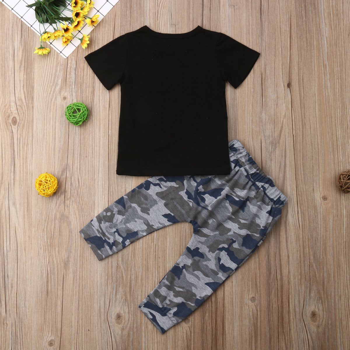 Mama's Little Soldier: Camo Print Toddler Boy Outfit Set for Summer Days