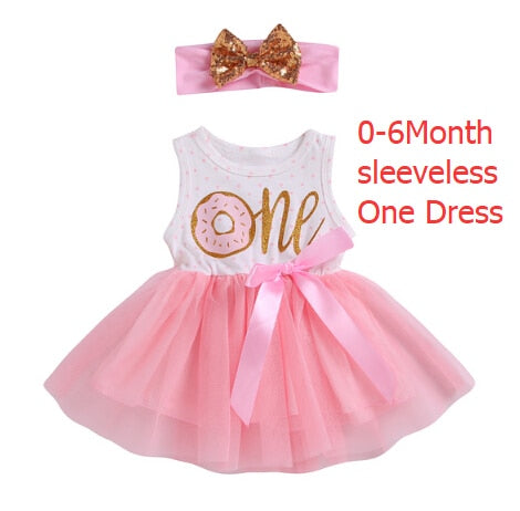 Girl Baby Girl Birthday Donut Dress Set
